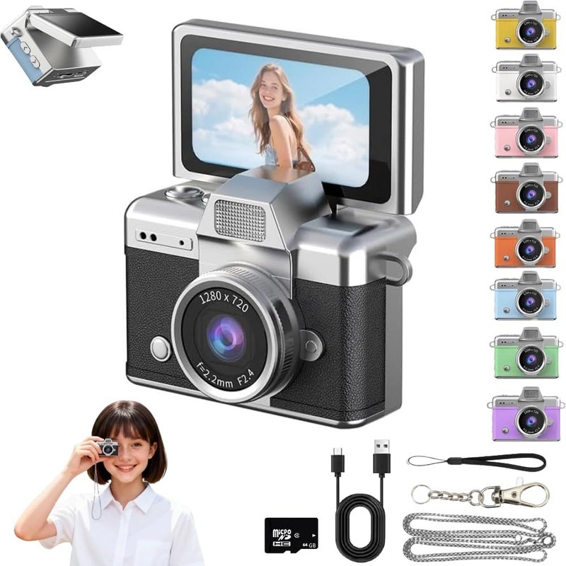 MGEKING Mini Keychain Digital Camera Retro Mini Digital Video Camera Small bodycam 1080P FHD Recording with 0.96" IPS Screen with 6 Retro Filters AVI Format-Ideal for Phone Transfer (Black, 64GB) - Image 1
